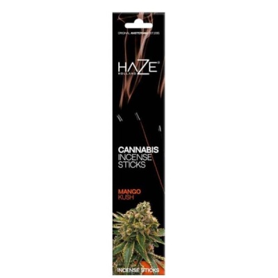Embalagem preta de palitos de incenso cannabis Mango Kush da marca Haze