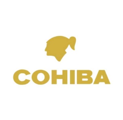 Logótipo da marca COHIBA em dourado com silhueta de cabeça