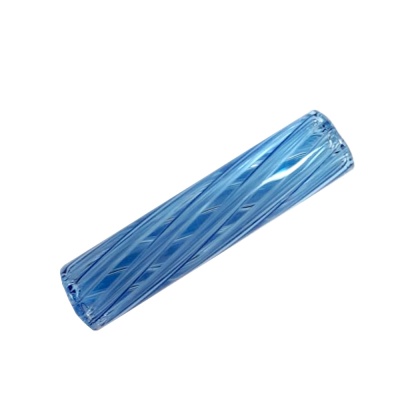 Rolo de massagem azul translúcido com padrão espiralado em relevo