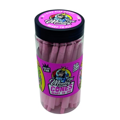 Frasco com 50 cones rosa King Size da marca Monkey King