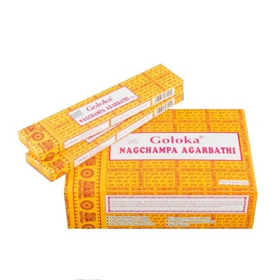 caixas amarelas de incenso Goloka Nagchampa Agarbathi