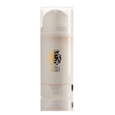 Frasco branco de desodorizante com logotipo de leão e texto LION 1 SPORT