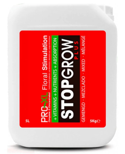 Recipiente plástico branco com etiqueta vermelha STOPGROW PLUS PRO-XL Floral Stimulation