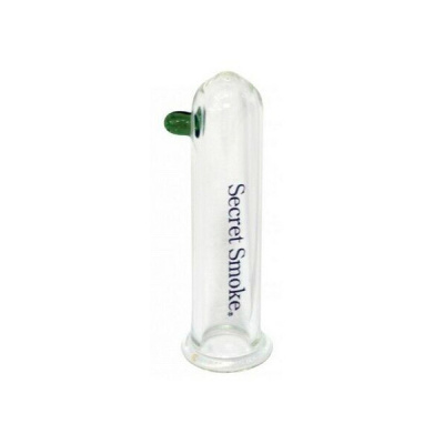 Tubo de vidro transparente com inscrição Secret Smoke