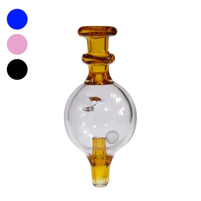 Frasco de vidro transparente e âmbar com esfera interna branca