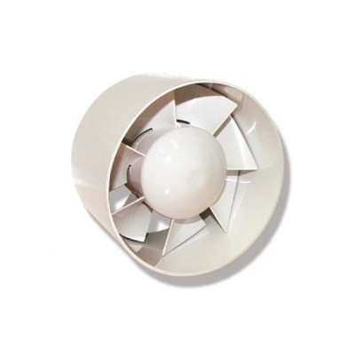 Ventoinha de extrator circular branca em fundo branco