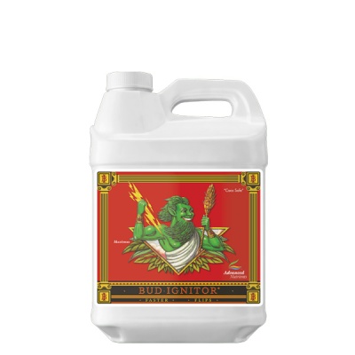 Frasco plástico branco com etiqueta vermelha e dourada e imagem de figura mitológica verde