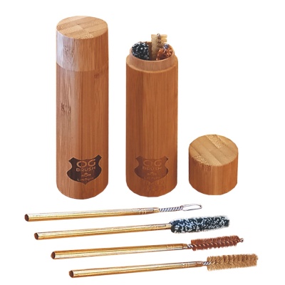 Conjunto de escovas de limpeza com estojo em bambu