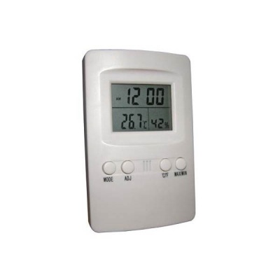 Termómetro digital branco com ecrã LCD e botões
