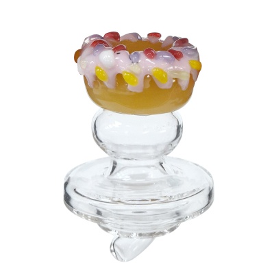 Prego de vidro transparente com anel decorativo em forma de donut colorido