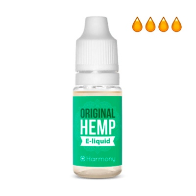 Frasco de E-liquid Original Hemp com rótulo verde