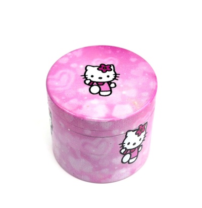 Caixa redonda rosa com ilustração Hello Kitty