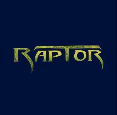 Texto RAPTOR verde em fundo azul escuro com estilo gráfico agressivo