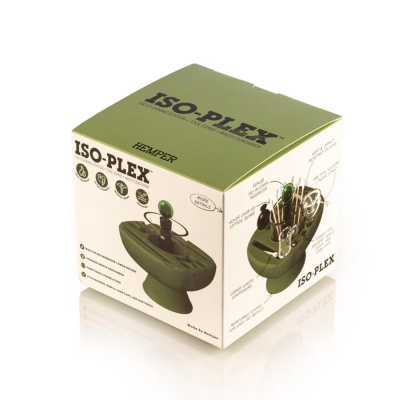 Embalagem do produto ISO-PLEX da Hemper em verde com imagens e texto explicativo.
