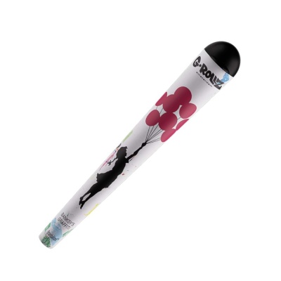 Cigarro decorado com graffiti de menina e balões vermelhos