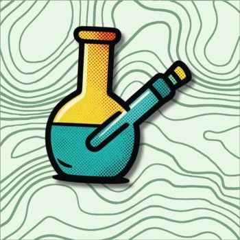 Ilustração de um cachimbo de água com líquido azul