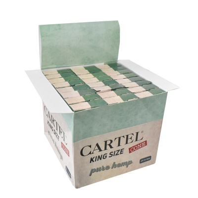 Caixa de cones para enrolar Cartel King Size pure hemp 24 unidades