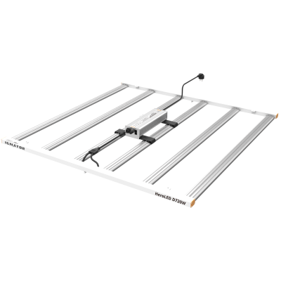 Painel de iluminação LED para cultivo com texto IGNATOR e HeroLED D720W
