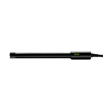 Sensor preto com texto verde SE520 em fundo branco