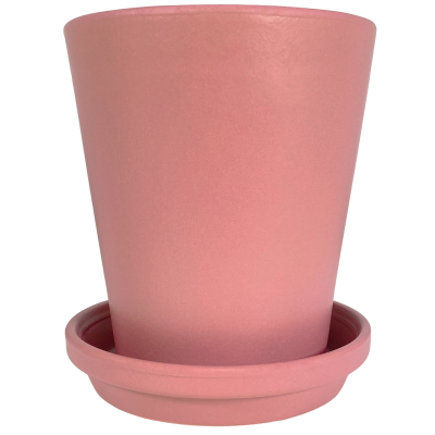 frascos de cerâmica rosa claro com prato