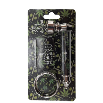Conjunto de acessórios para fumar com padrão de folhas verdes