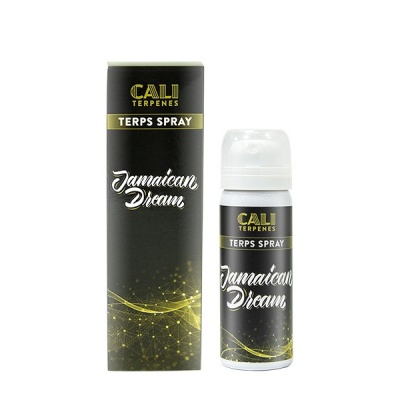 spray Terps Cali Terpenes Jamaican Dream preto com texto branco e dourado e tampa branca