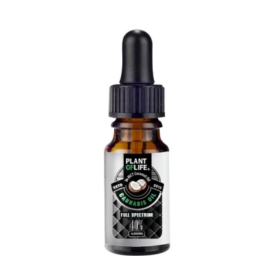 Frasco de óleo de cannabis Plant of Life com conta-gotas preto