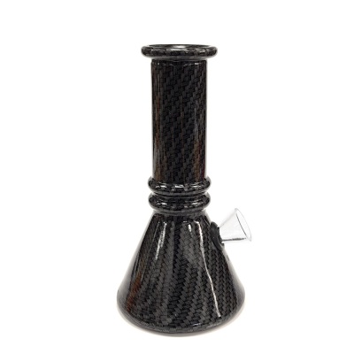 Bong preto com padrão de fibra de carbono e peça translúcida lateral