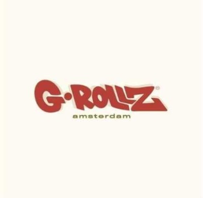 Logotipo G·ROLLZ amsterdam em fundo bege claro