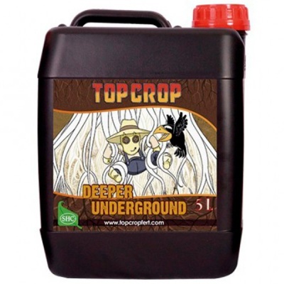 Recipiente preto Top Crop Deeper Underground 5L com tampa vermelha e etiqueta colorida