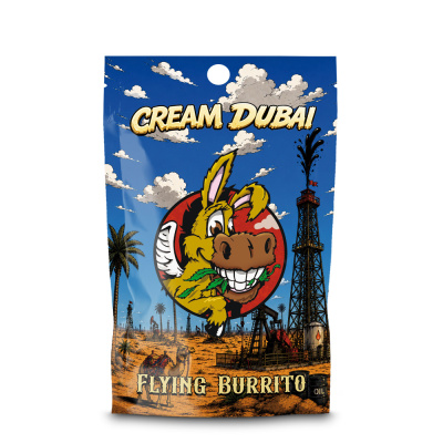 Embalagem colorida com desenho de burro e paisagem desértica
