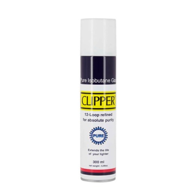 Frasco spray de gás Clipper branco, roxo, amarelo e vermelho
