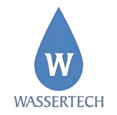 Logótipo da WASSERTECH com gota azul e letra W branca