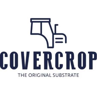 Logótipo com trator e texto COVERCROP THE ORIGINAL SUBSTRATE