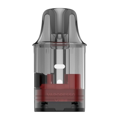 Cápsula transparente Vaporesso Vibe cinza e vermelho