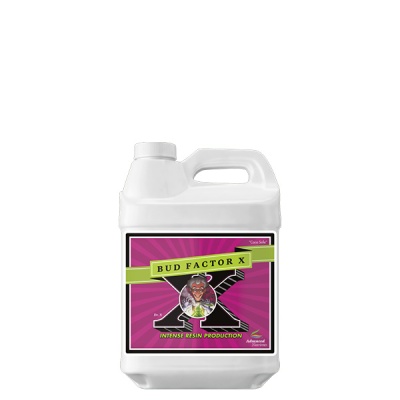 Frasco branco com etiqueta rosa Bud Factor X