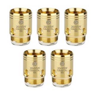 Cinco bobinas metálicas douradas para vaporizador com texto 20-35W 0.5ohm CL