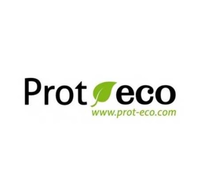 Logótipo Prot eco com uma folha verde e texto do website