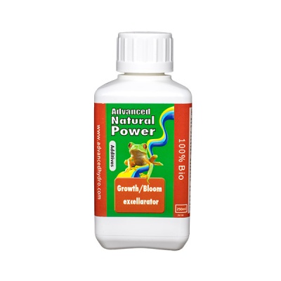Frasco branco com etiqueta verde e laranja com rã e texto de produto natural biológico