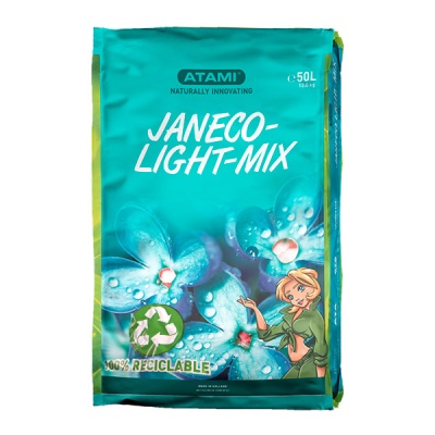 Saco de substrato ATAMI JANECO-LIGHT-MIX azul com flores e figura feminina desenhada
