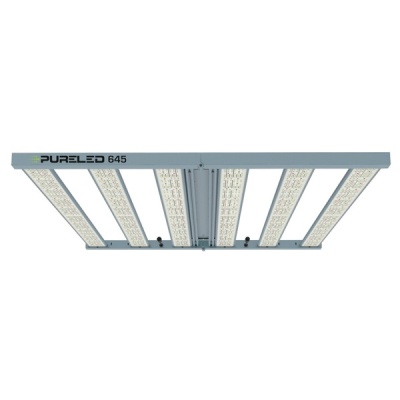 Luminária LED industrial cinza claro com seis barras de LEDs