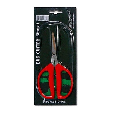 Tesoura profissional Bud Cutter Bonsai com cabos vermelhos em embalagem preta
