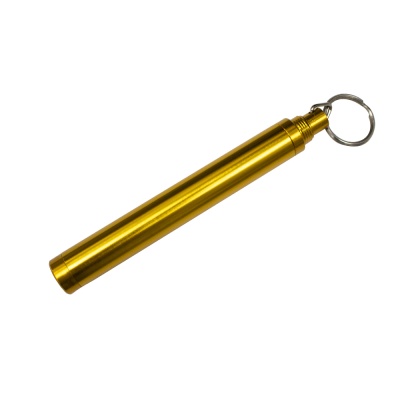 Lanterna dourada cilíndrica com argola para chaveiro