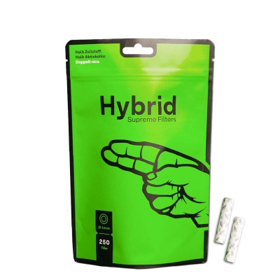 Pacote verde de filtros Hybrid Supreme Filters com dois filtros brancos ao lado.