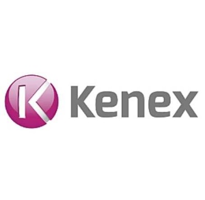 Logotipo Kenex com letra K branca em círculo rosa e texto cinzento