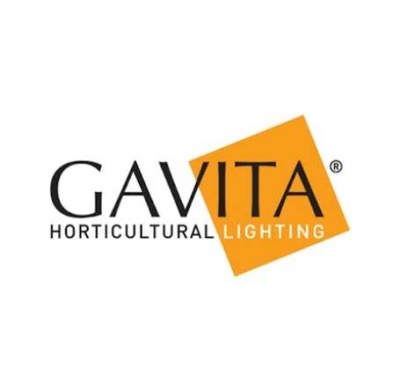 Logótipo da marca GAVITA HORTICULTURAL LIGHTING com quadrado laranja