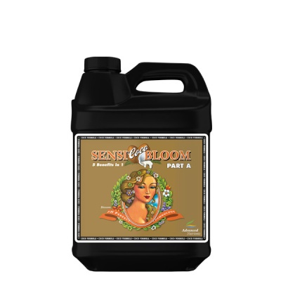 Frasco preto com rótulo castanho do produto Sensi Coco Bloom Part A