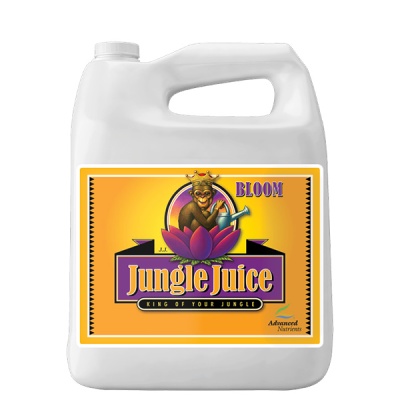 Bidão branco com etiqueta amarela e roxa Jungle Juice Bloom