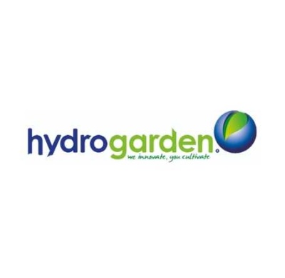 Logotipo com texto hydrogarden e globo colorido