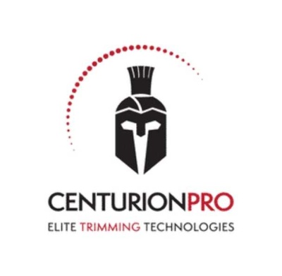 Logótipo CENTURIONPRO com capacete preto e texto em preto e vermelho